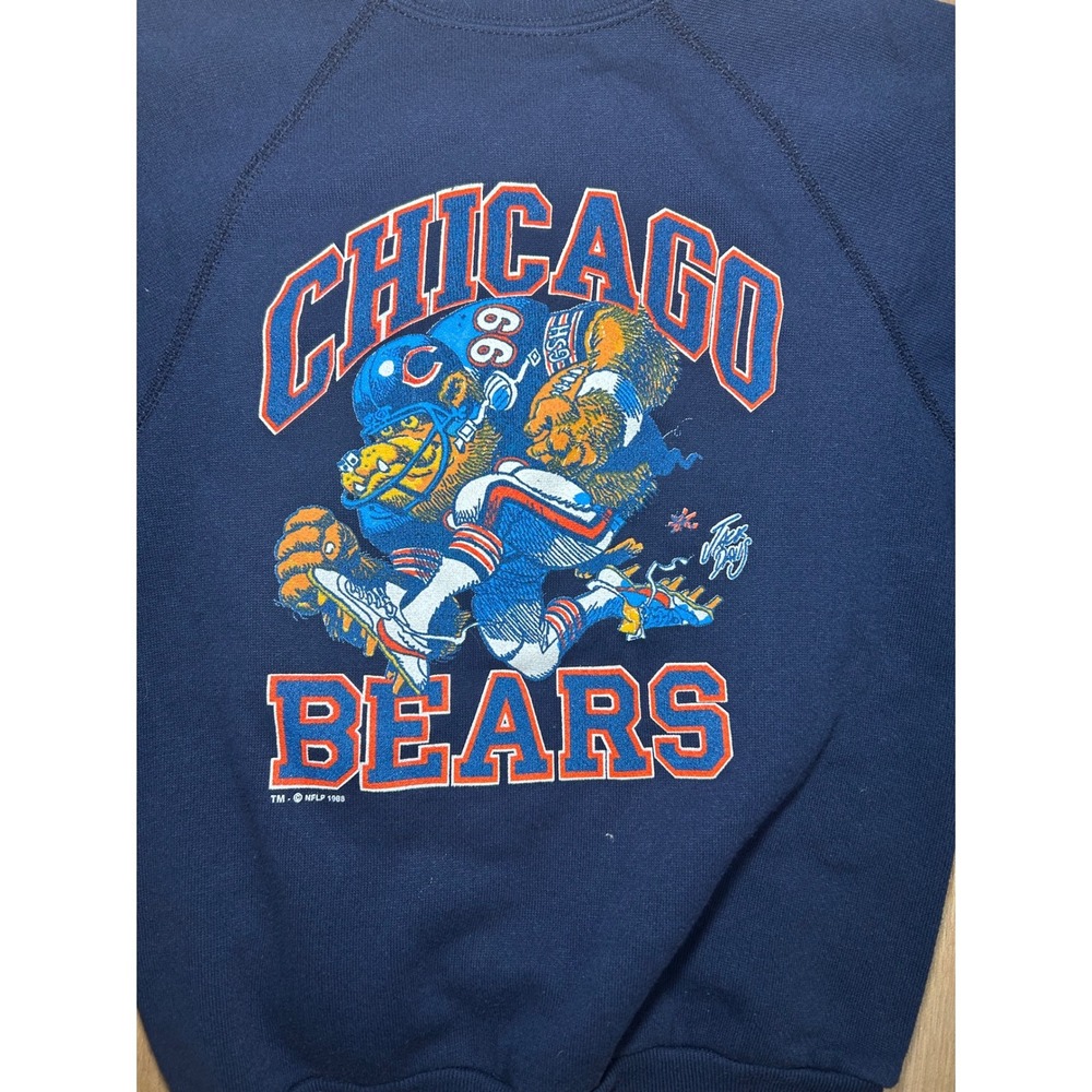 Vintage Chicago Bears Raglan Crewneck Sweatshirt Kids Youth Football - Picture 2 of 5